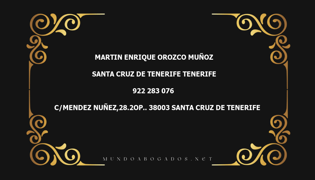 abogado Martin Enrique Orozco Muñoz en la localidad de Santa Cruz de Tenerife