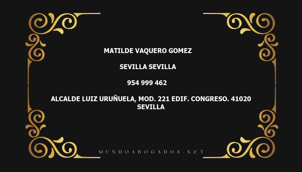 abogado Matilde Vaquero Gomez en la localidad de Sevilla