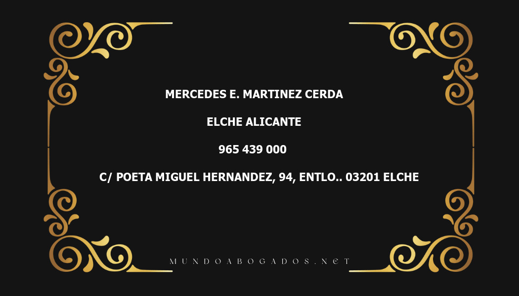 abogado Mercedes E. Martinez Cerda en la localidad de Elche