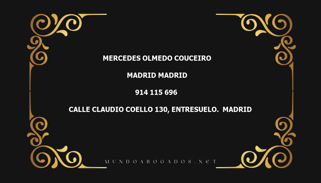 abogado Mercedes Olmedo Couceiro en la localidad de Madrid