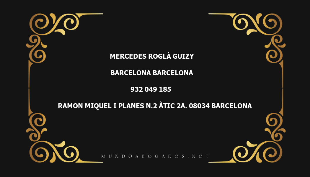 abogado Mercedes Roglà Guizy en la localidad de Barcelona