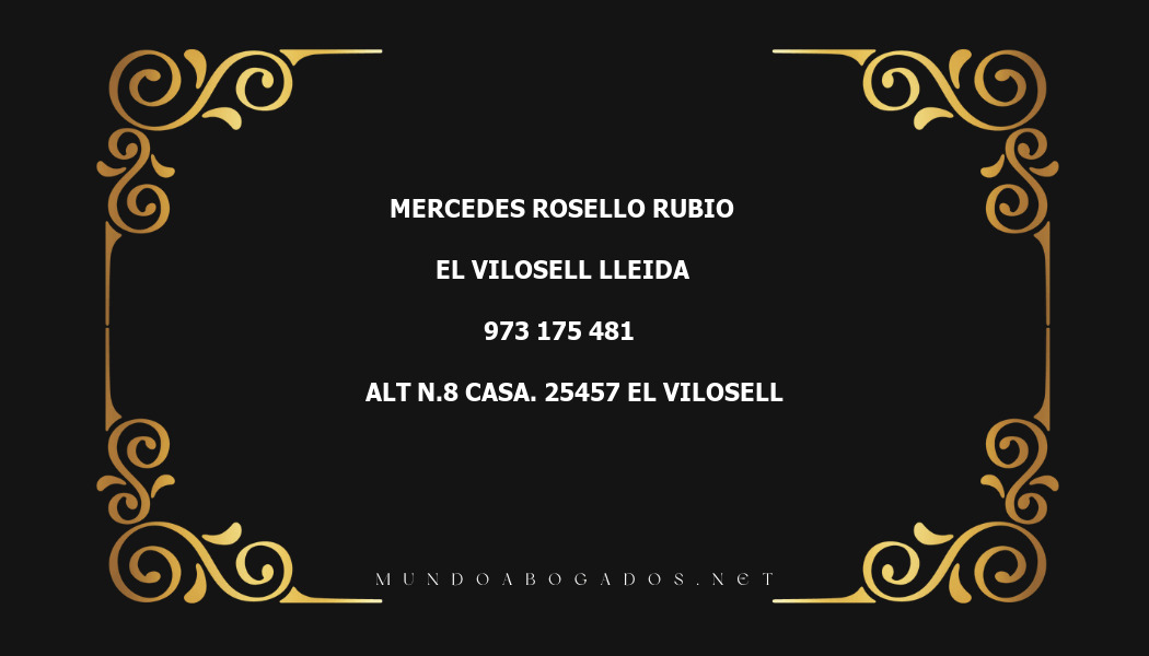 abogado Mercedes Rosello Rubio en la localidad de El Vilosell