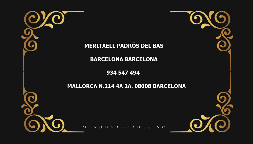 abogado Meritxell Padrós Del Bas en la localidad de Barcelona