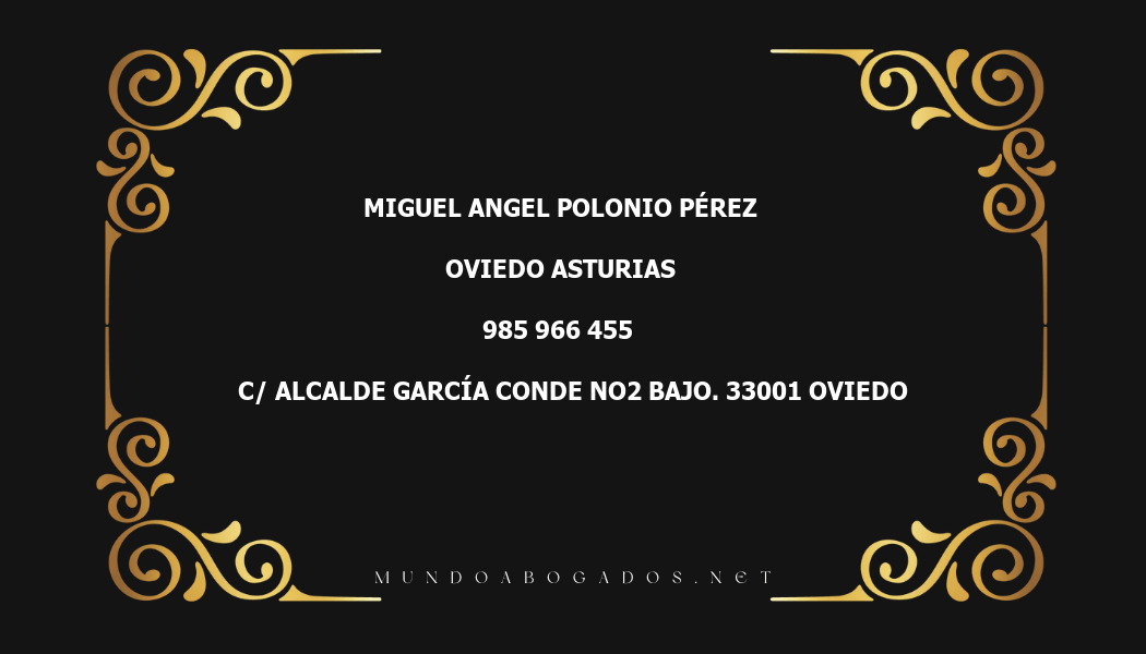 abogado Miguel Angel Polonio Pérez en la localidad de Oviedo