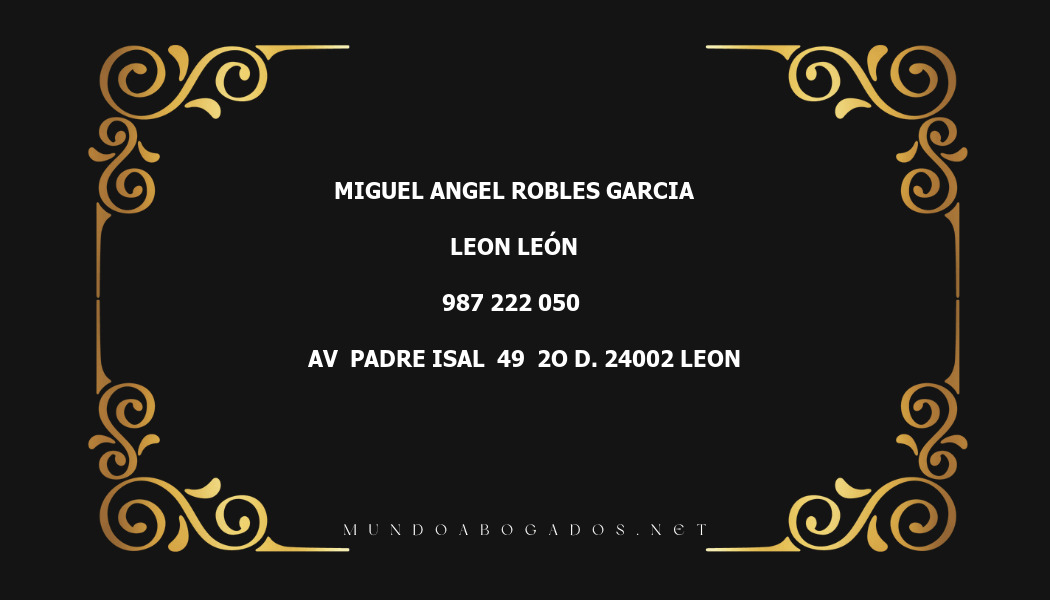 abogado Miguel Angel Robles Garcia en la localidad de Leon