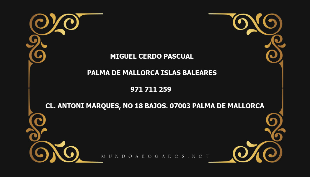 abogado Miguel Cerdo Pascual en la localidad de Palma de Mallorca