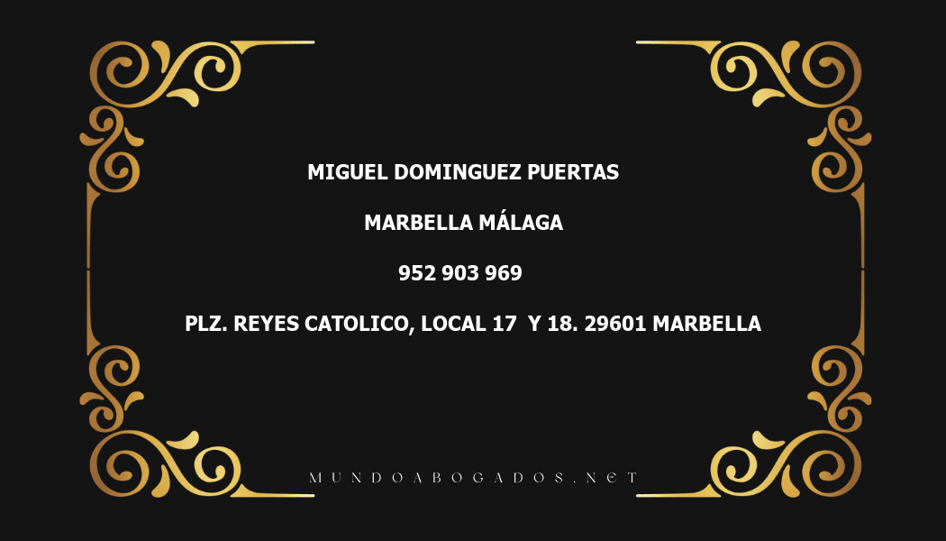 abogado Miguel Dominguez Puertas en la localidad de Marbella