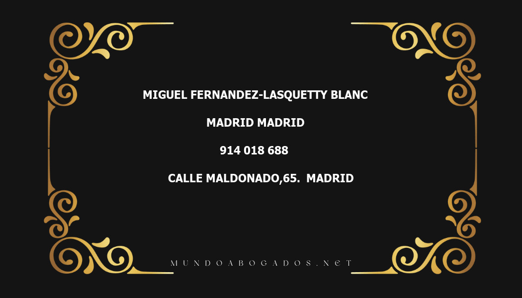 abogado Miguel Fernandez-Lasquetty Blanc en la localidad de Madrid