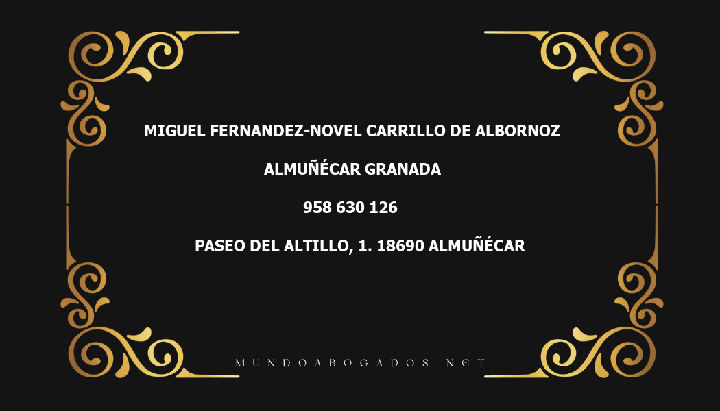 abogado Miguel Fernandez-Novel Carrillo De Albornoz en la localidad de Almuñécar