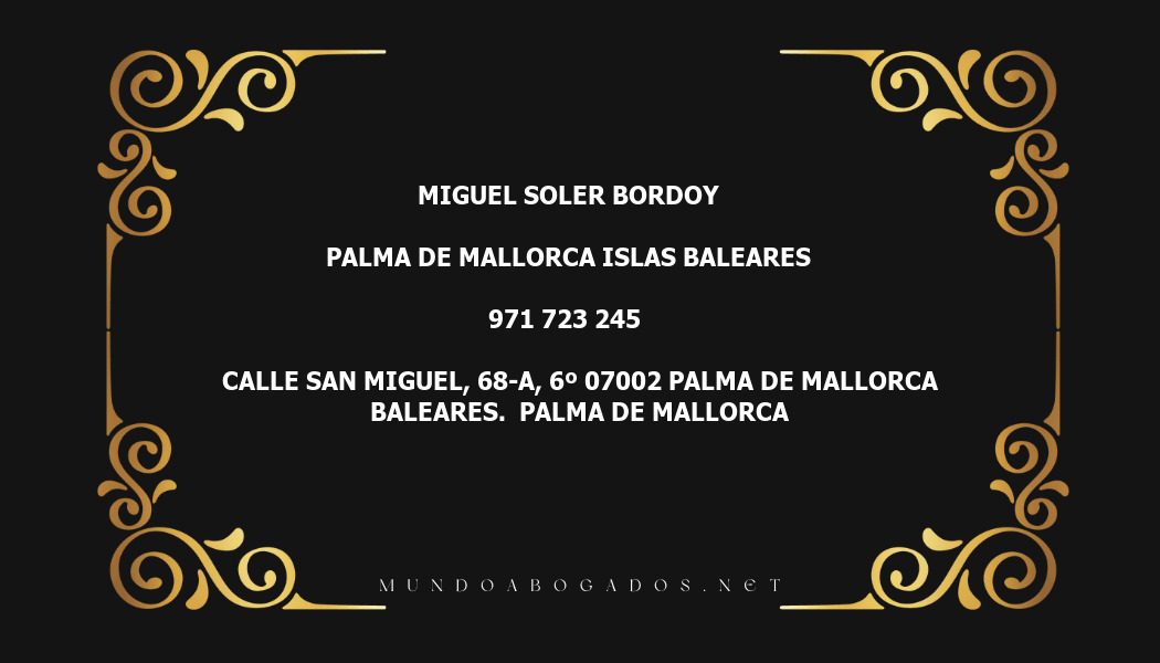 abogado Miguel Soler Bordoy en la localidad de Palma de Mallorca