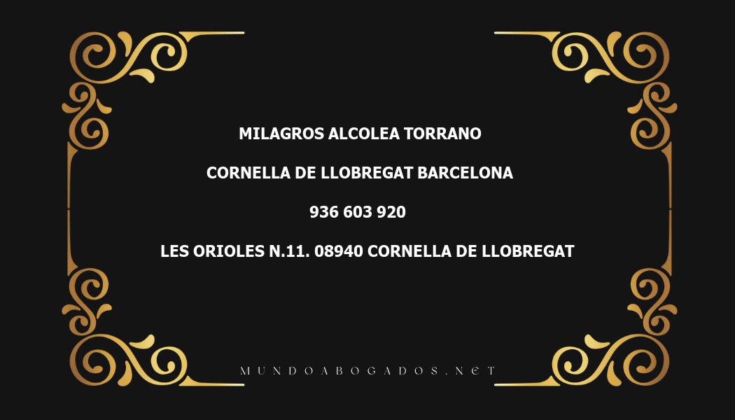 abogado Milagros Alcolea Torrano en la localidad de Cornella de Llobregat