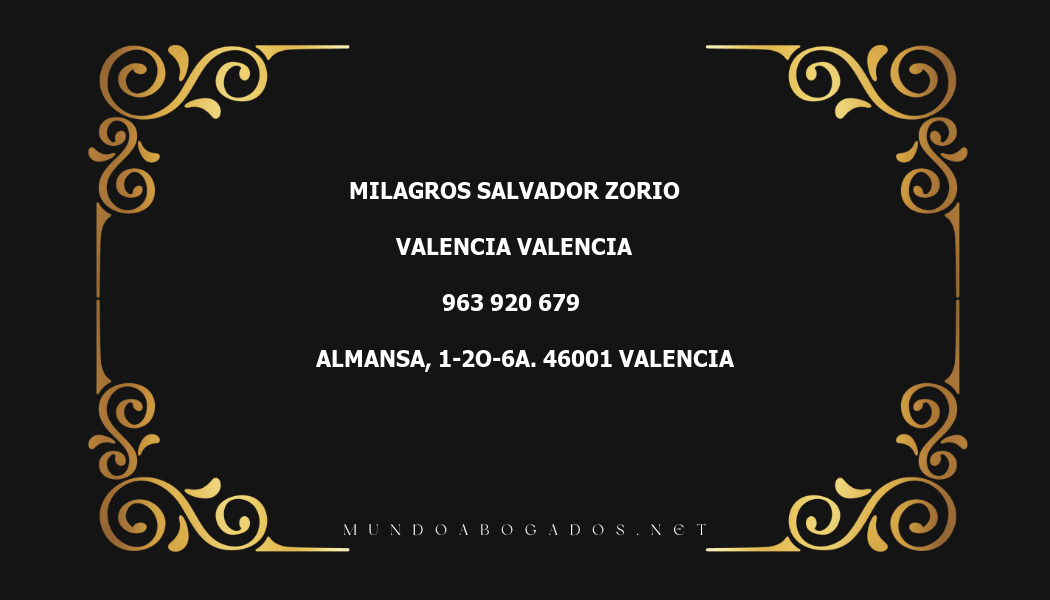 abogado Milagros Salvador Zorio en la localidad de Valencia