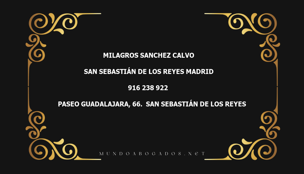 abogado Milagros Sanchez Calvo en la localidad de San Sebastián de los Reyes