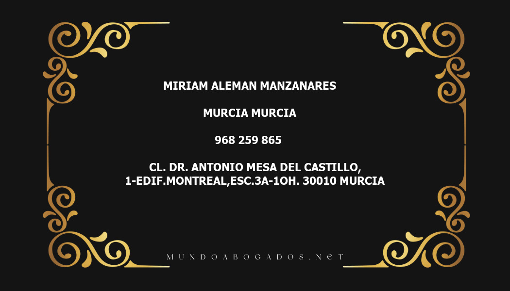 abogado Miriam Aleman Manzanares en la localidad de Murcia