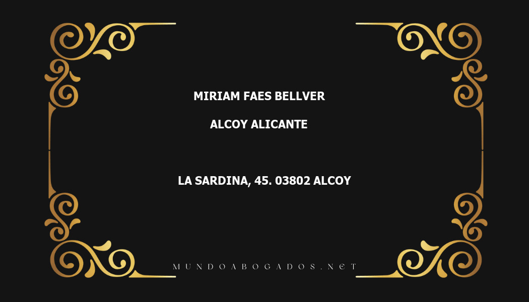 abogado Miriam Faes Bellver en la localidad de Alcoy