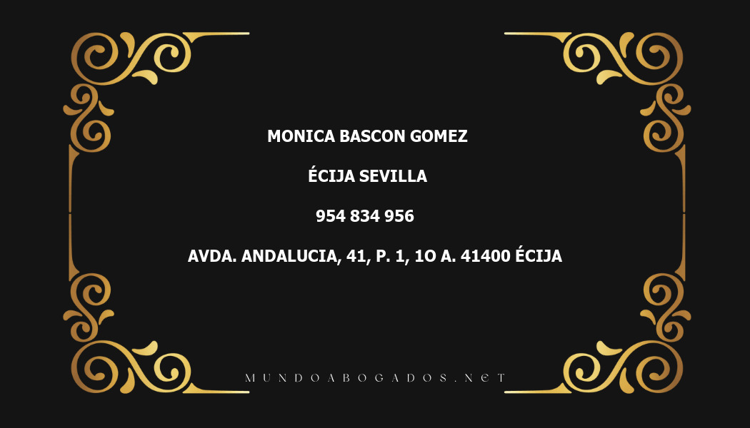 abogado Monica Bascon Gomez en la localidad de Écija