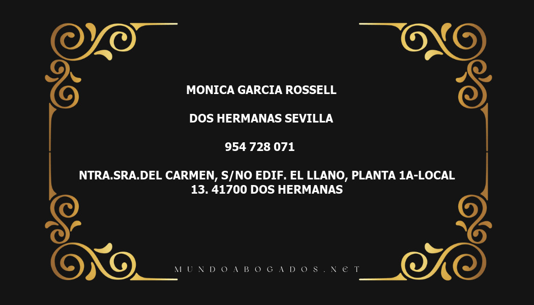 abogado Monica Garcia Rossell en la localidad de Dos Hermanas