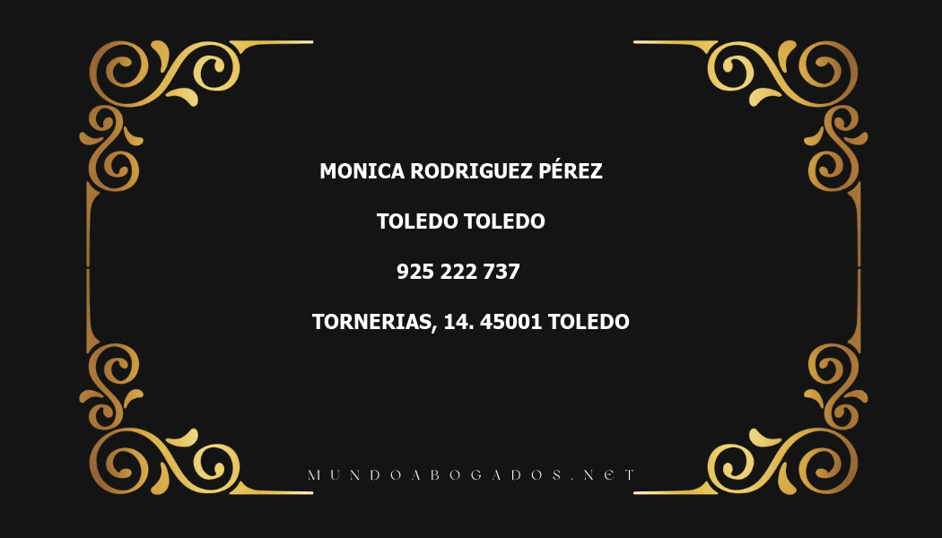 abogado Monica Rodriguez Pérez en la localidad de Toledo