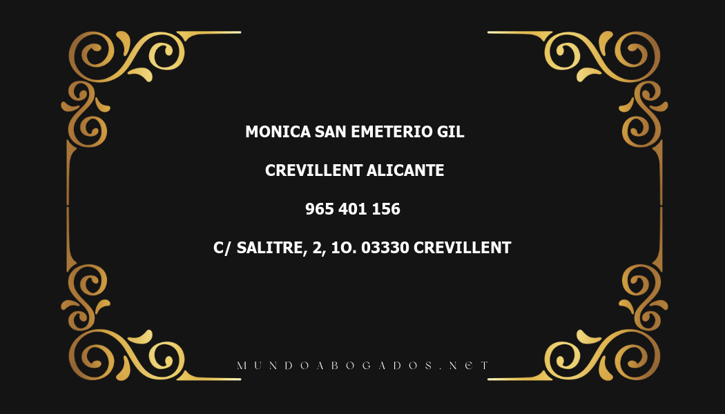 abogado Monica San Emeterio Gil en la localidad de Crevillent