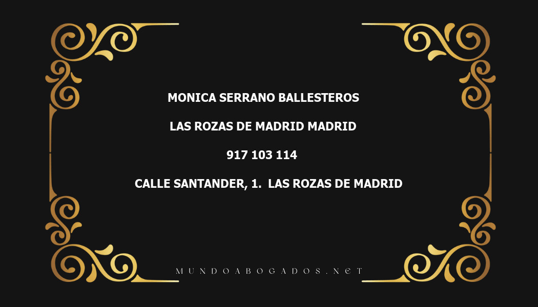 abogado Monica Serrano Ballesteros en la localidad de Las Rozas de Madrid