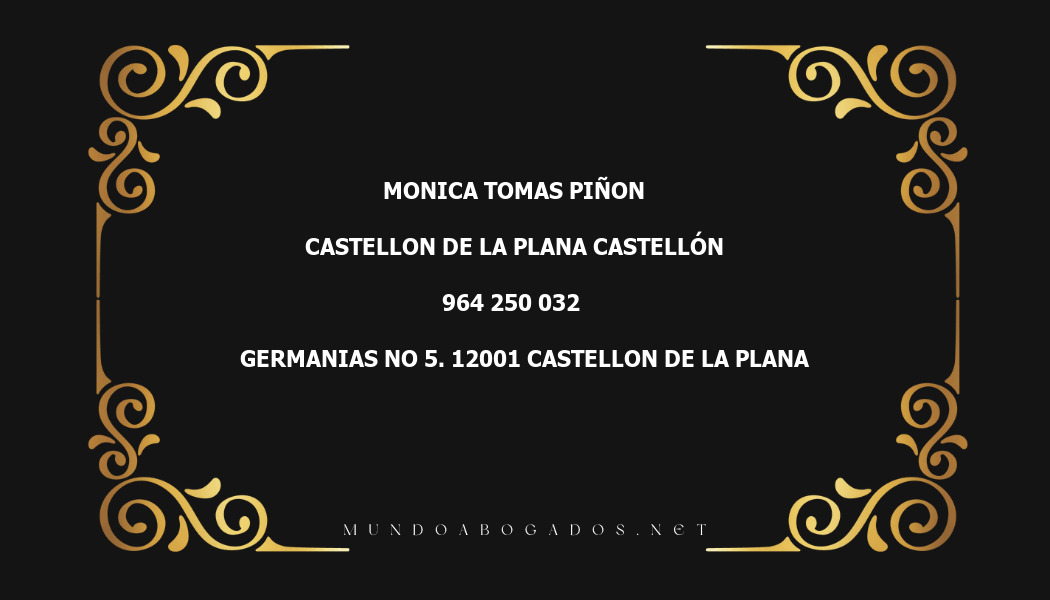 abogado Monica Tomas Piñon en la localidad de Castellon de la Plana