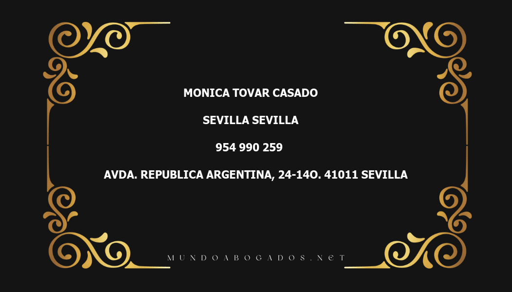 abogado Monica Tovar Casado en la localidad de Sevilla