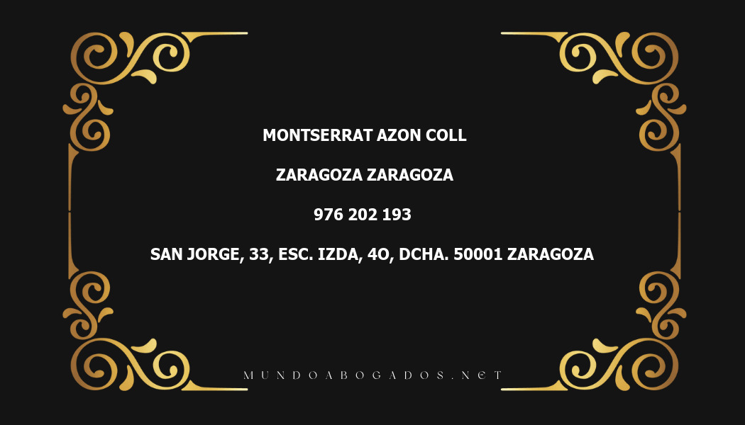 abogado Montserrat Azon Coll en la localidad de Zaragoza