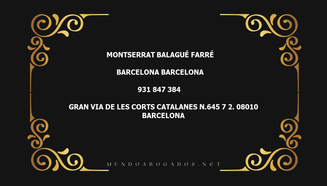 abogado Montserrat Balagué Farré en la localidad de Barcelona