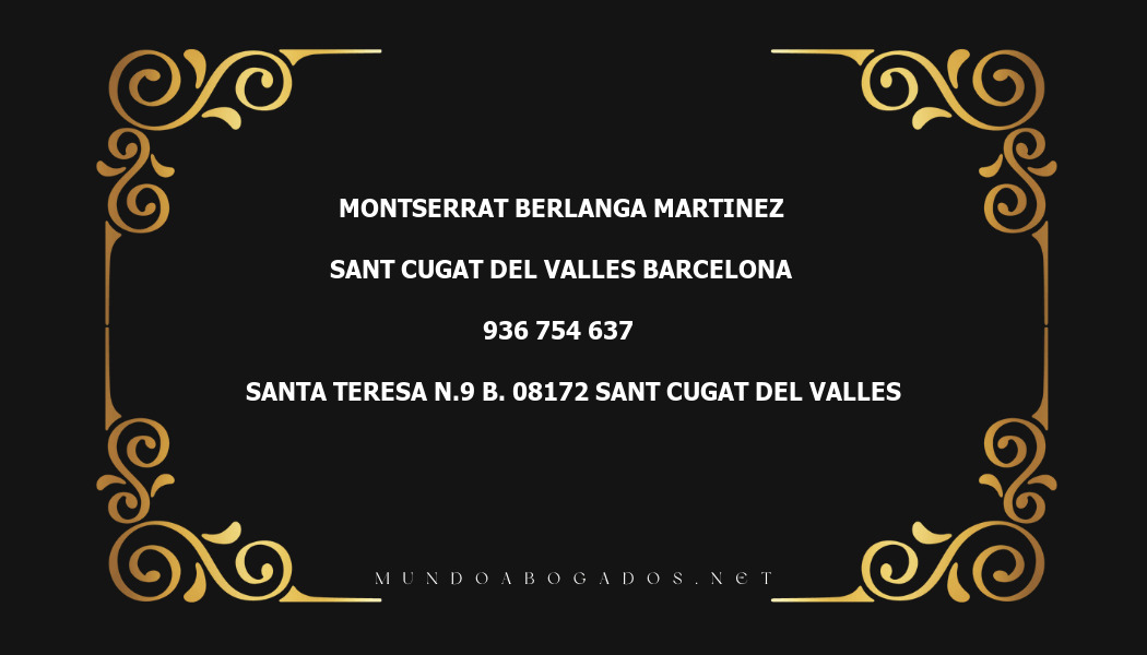 abogado Montserrat Berlanga Martinez en la localidad de Sant Cugat del Valles