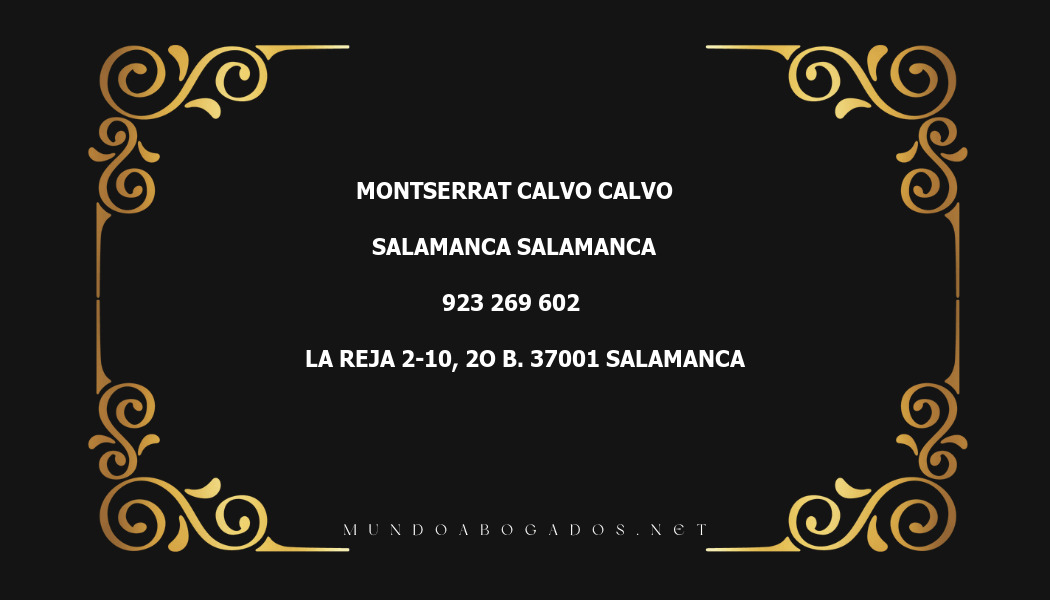 abogado Montserrat Calvo Calvo en la localidad de Salamanca