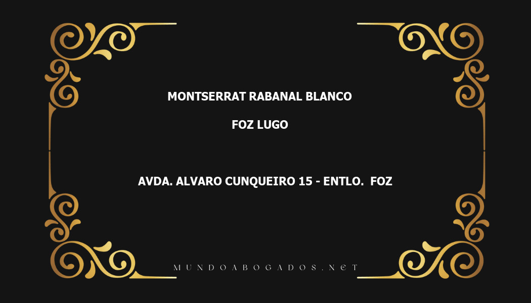 abogado Montserrat Rabanal Blanco en la localidad de Foz