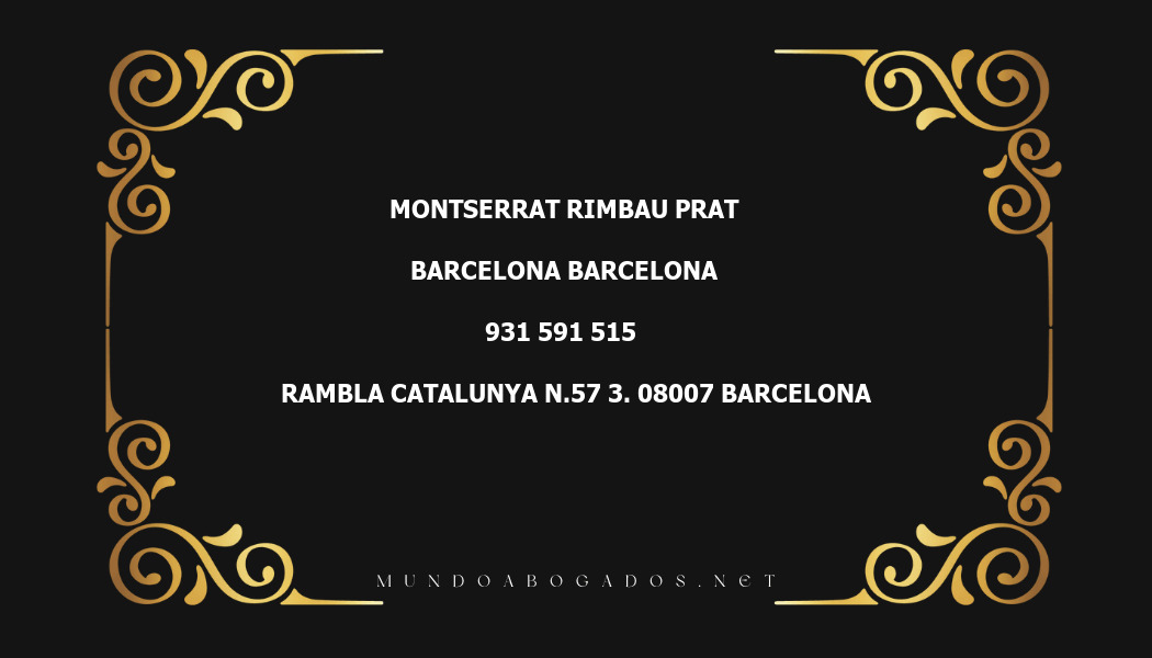 abogado Montserrat Rimbau Prat en la localidad de Barcelona