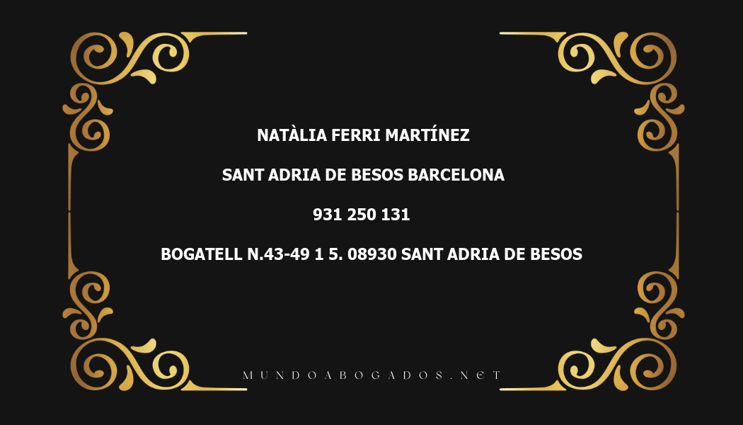 abogado Natàlia Ferri Martínez en la localidad de Sant Adria de Besos