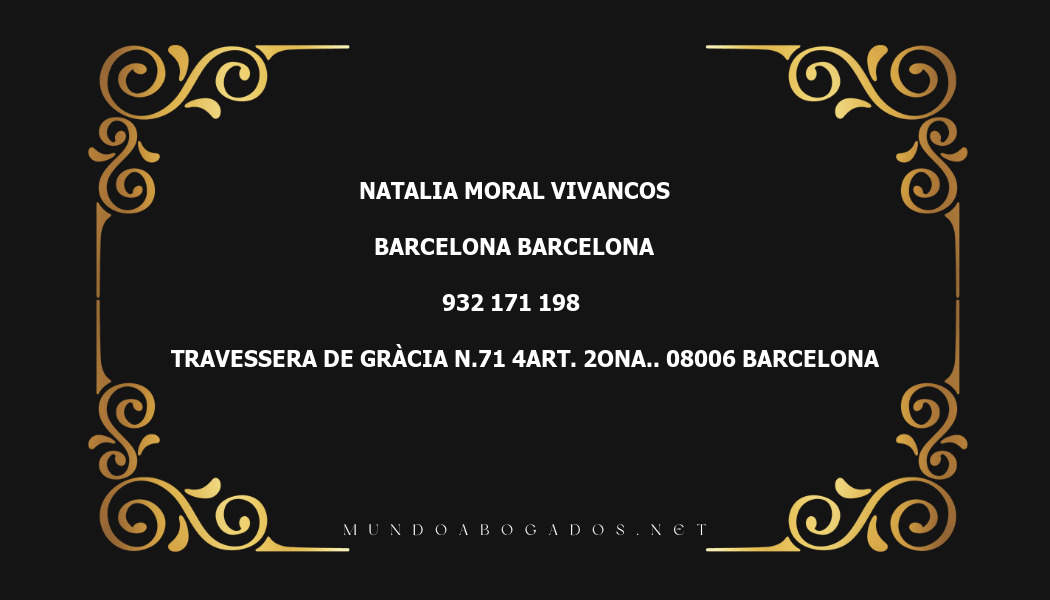 abogado Natalia Moral Vivancos en la localidad de Barcelona