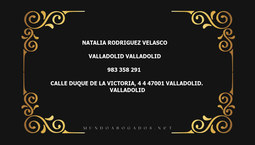 abogado Natalia Rodriguez Velasco en la localidad de Valladolid