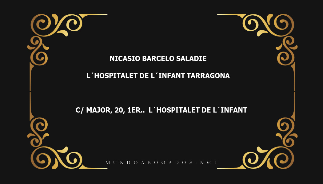 abogado Nicasio Barcelo Saladie en la localidad de L´Hospitalet de L´Infant