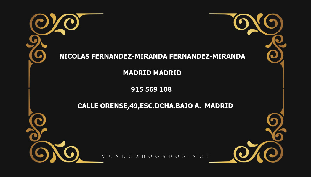 abogado Nicolas Fernandez-Miranda Fernandez-Miranda en la localidad de Madrid