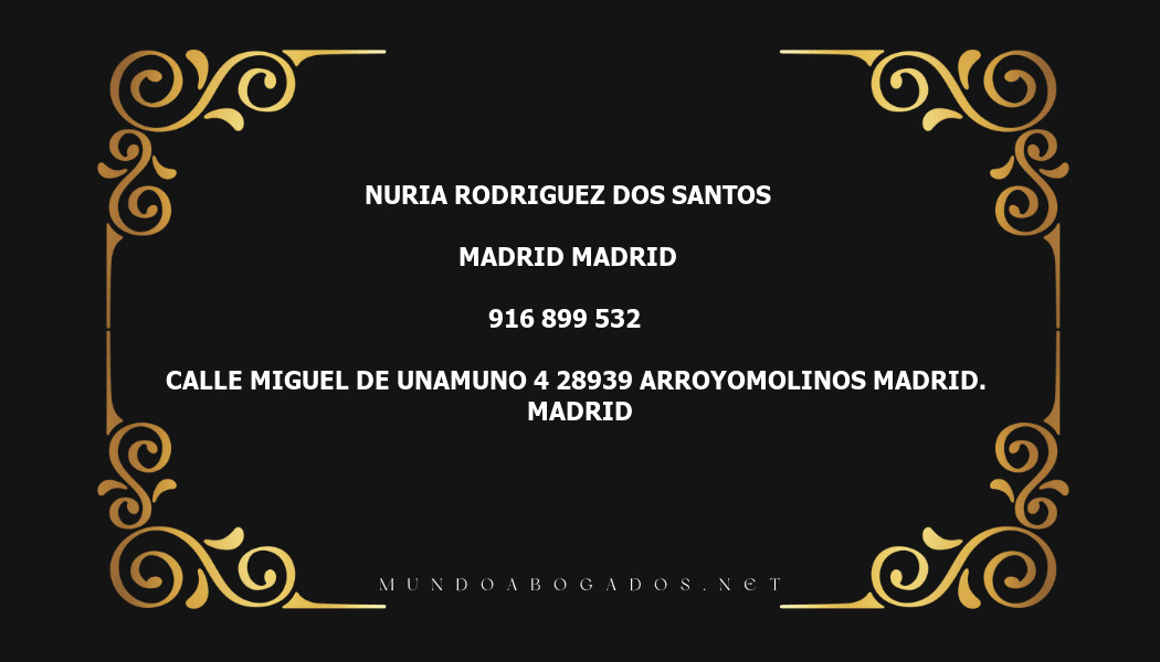 abogado Nuria Rodriguez Dos Santos en la localidad de Madrid