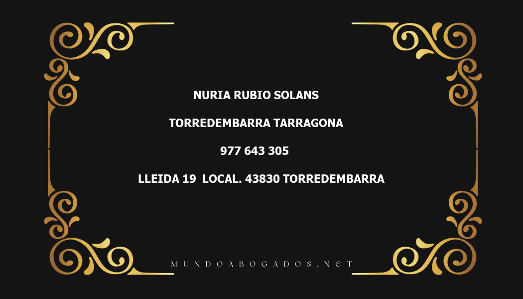 abogado Nuria Rubio Solans en la localidad de Torredembarra