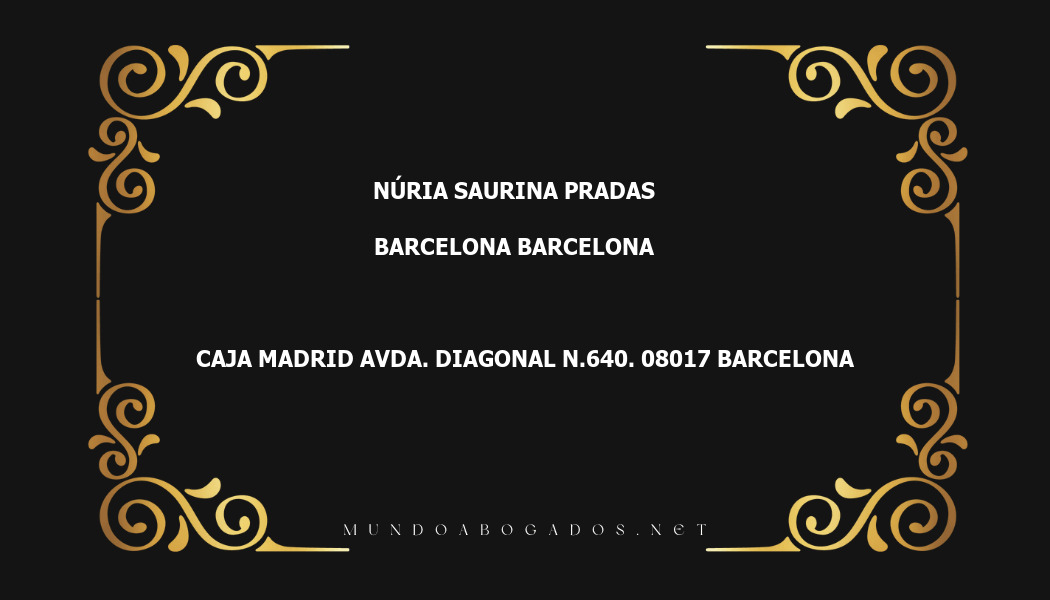 abogado Núria Saurina Pradas en la localidad de Barcelona