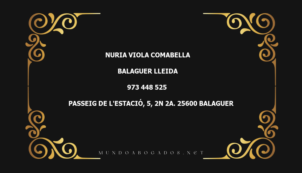 abogado Nuria Viola Comabella en la localidad de Balaguer