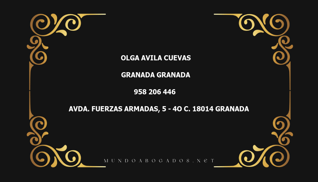 abogado Olga Avila Cuevas en la localidad de Granada