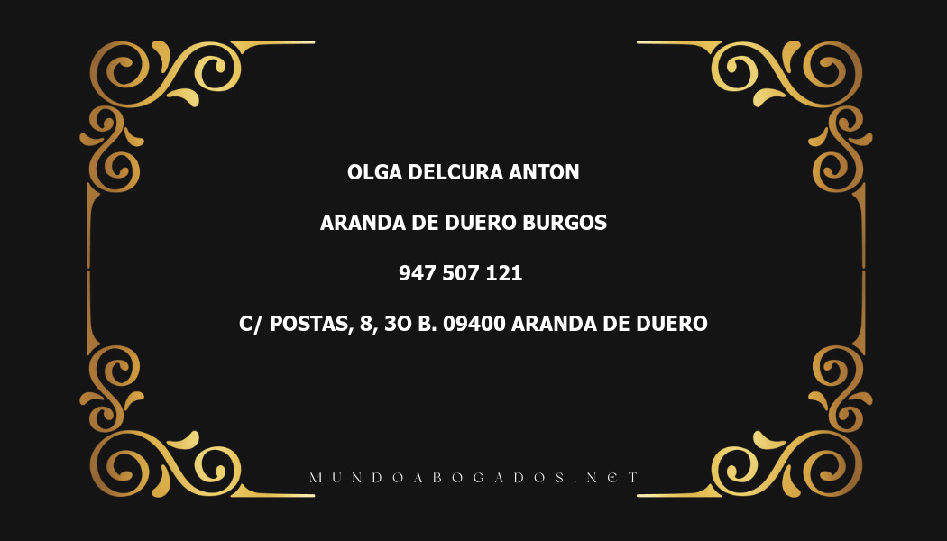 abogado Olga Delcura Anton en la localidad de Aranda de Duero