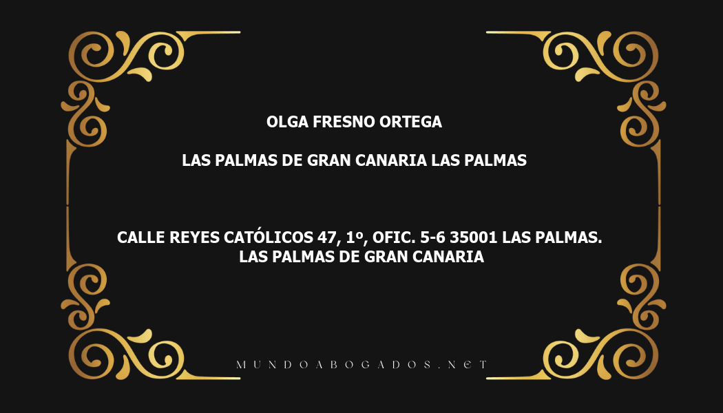 abogado Olga Fresno Ortega en la localidad de Las Palmas de Gran Canaria