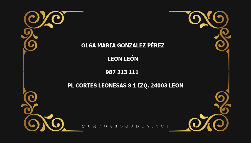 abogado Olga Maria Gonzalez Pérez en la localidad de Leon