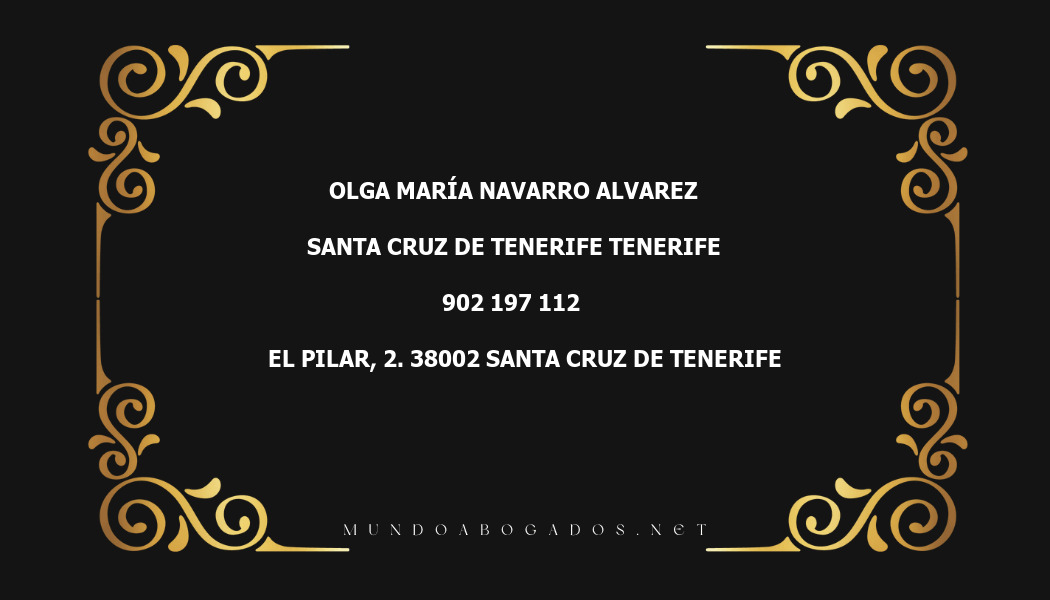 abogado Olga María Navarro Alvarez en la localidad de Santa Cruz de Tenerife