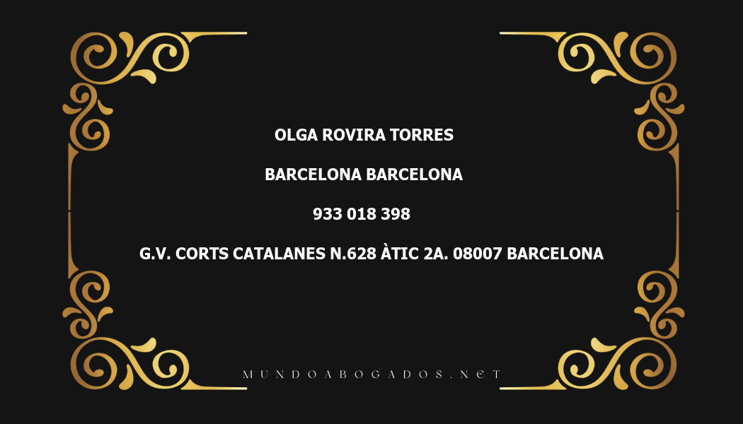 abogado Olga Rovira Torres en la localidad de Barcelona