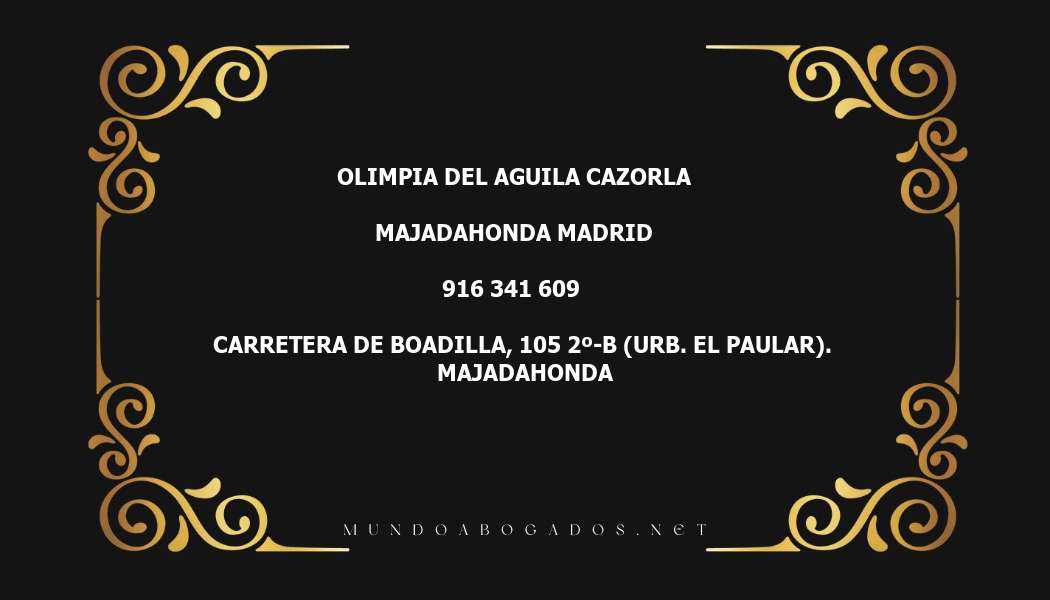 abogado Olimpia Del Aguila Cazorla en la localidad de Majadahonda