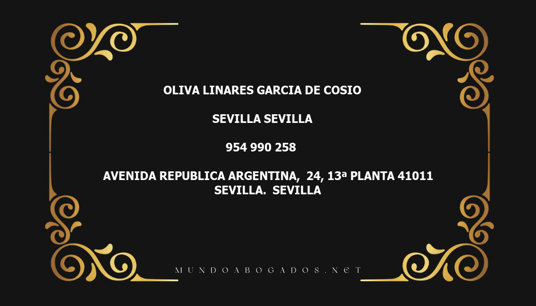 abogado Oliva Linares Garcia De Cosio en la localidad de Sevilla