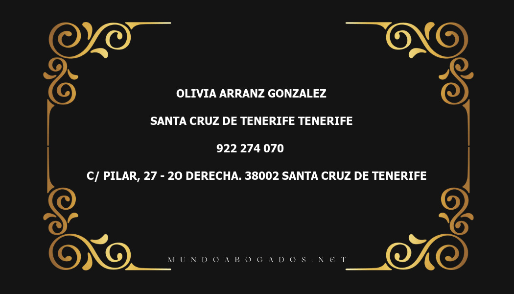 abogado Olivia Arranz Gonzalez en la localidad de Santa Cruz de Tenerife